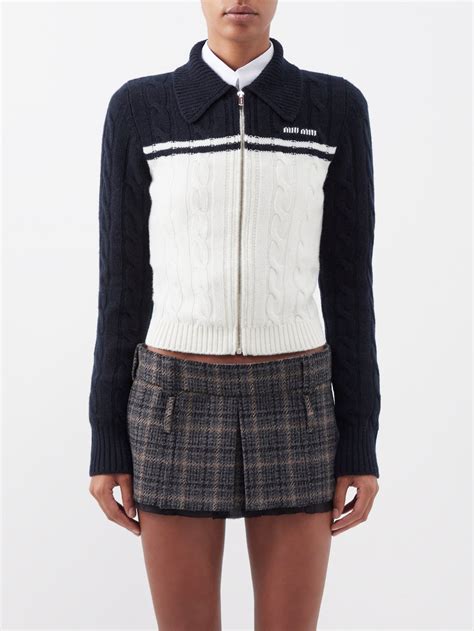 miu miu sweather|Navy Wool Sweater .